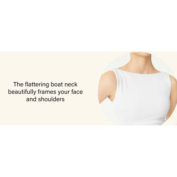 OGL Top Size M NEW Boat Neck Ruched Elastic Open Back Brami Tank Ivory Cream - Picture 9 of 15